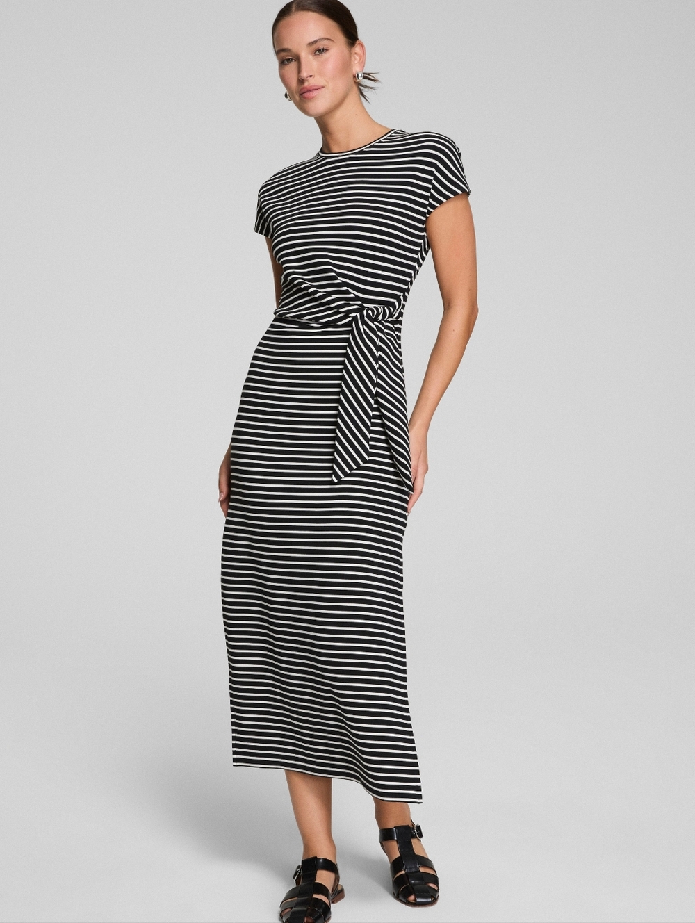 SPANX Striped Tie-Waist Maxi Dress